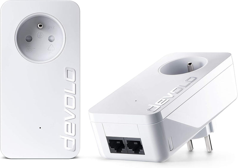 Devolo, Netzwerkanschluss weiss 550 Mb/s 2 ports + prise intégrée 550 Mb/s 2 ports + prise intégrée