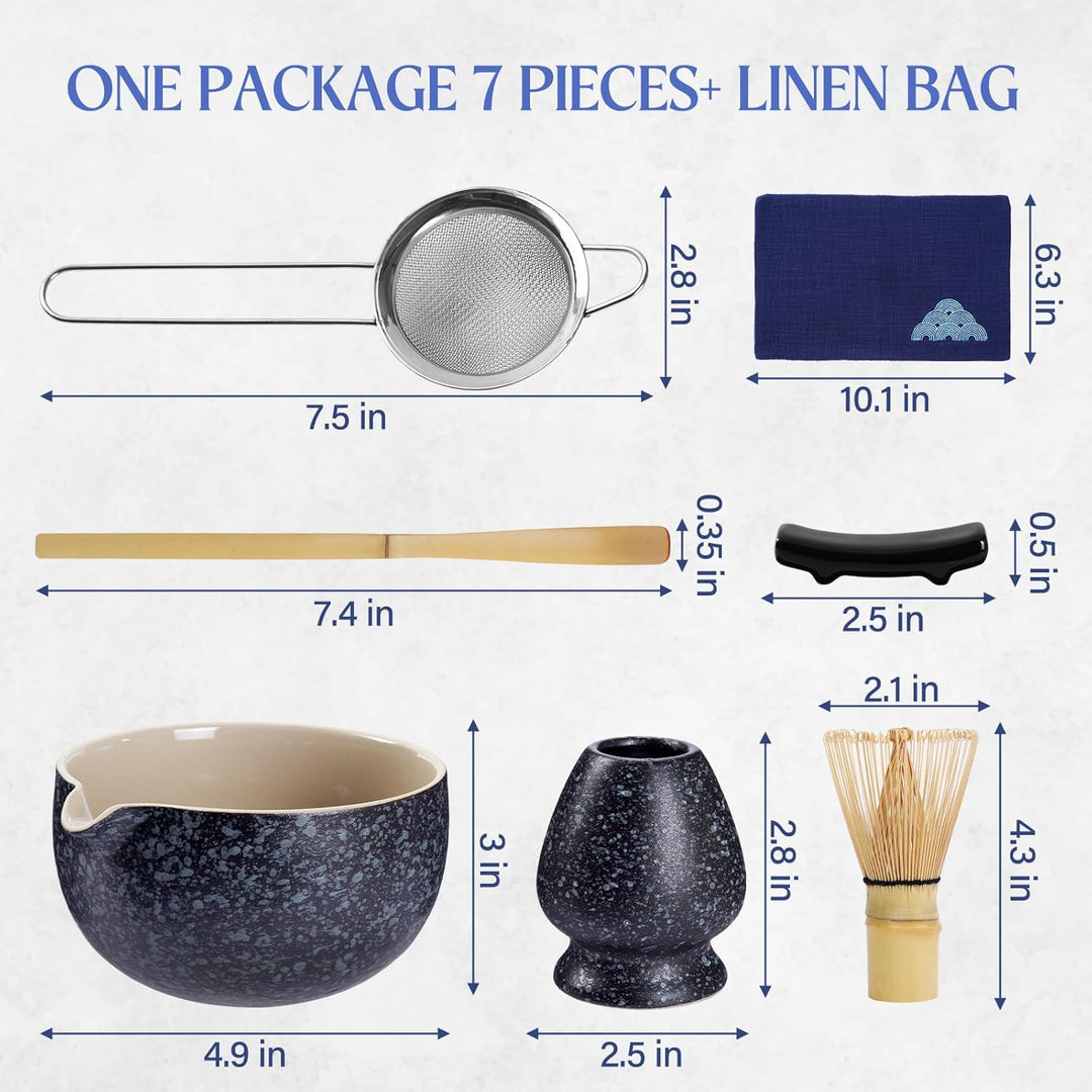 Matcha Tee Set – Japanisches Ceremonial Matcha Zubereitungsset | mit Bambus Chasen, Chashaku Löffel,