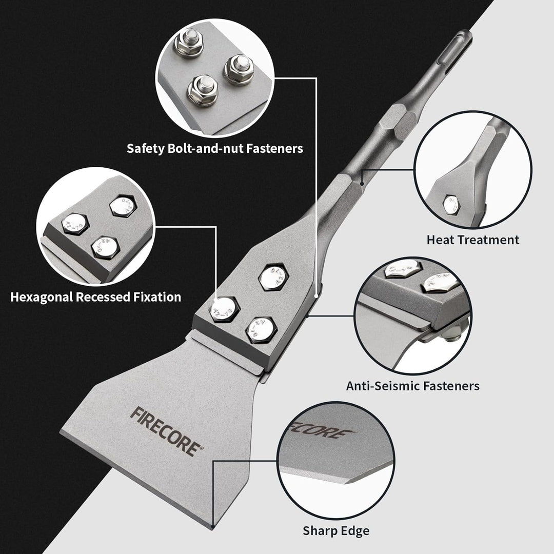 Firecore SDS Plus Bodenschaber, Spachtelmeissel SDS Plus 300mm×100mm, Meisselbits für SDS Plus Hamme