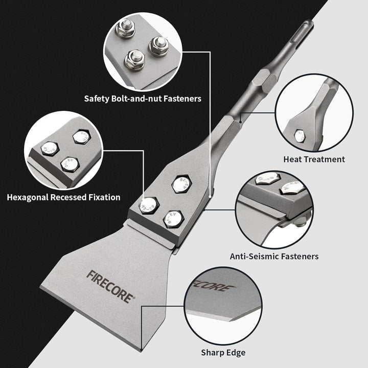 Firecore SDS Plus Bodenschaber, Spachtelmeissel SDS Plus 300mm×100mm, Meisselbits für SDS Plus Hamme