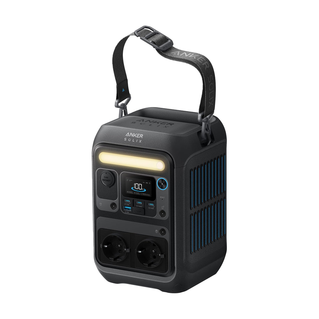 Anker SOLIX C300X Tragbare Powerstation, 288Wh LiFePO4 Akku, 300W (Max 600W) Solargenerator, 140W Be