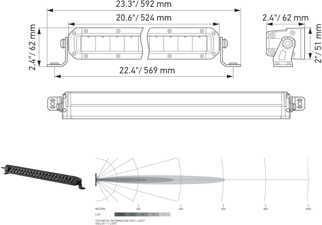 HELLA 1GJ 358 197-301 LED-Arbeitsscheinwerfer - Black Magic Slim Lightbar 20" - 12/24V - schlank - 6