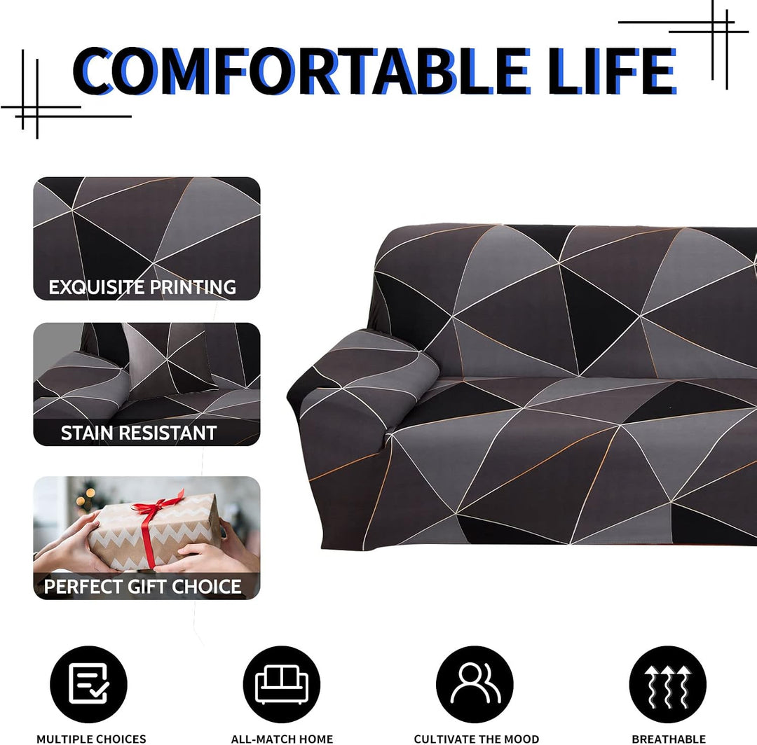 Lydevo Sofabezug 1 Sitzer Stretch Sofahusse Elastischer Sofabezug Spandex Sofa Überzug mit 2 Kissenb