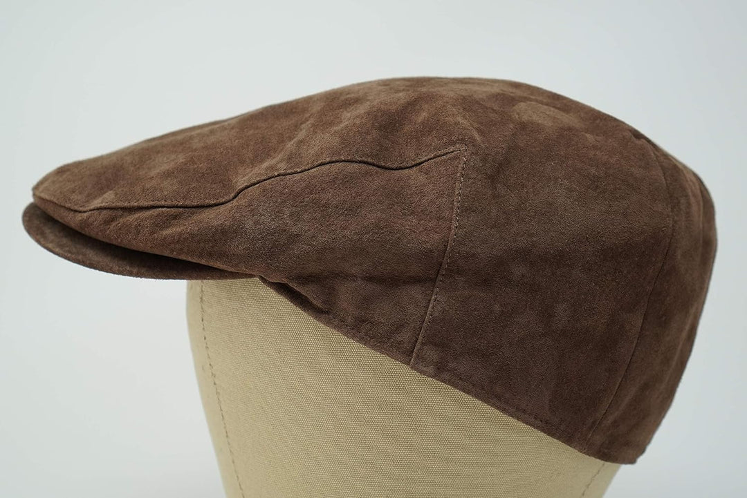 Borges & Scott The Tanner - Flat Cap aus Leder - Kappe mit weichem Schweinslederfutter XS Erde Braun