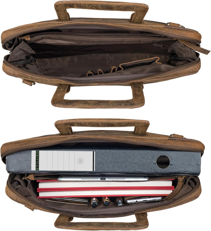 STILORD "Pierce Laptoptasche mit Griff Leder Aktentasche 15 Zoll Vintage Dokumententasche A4 Busines