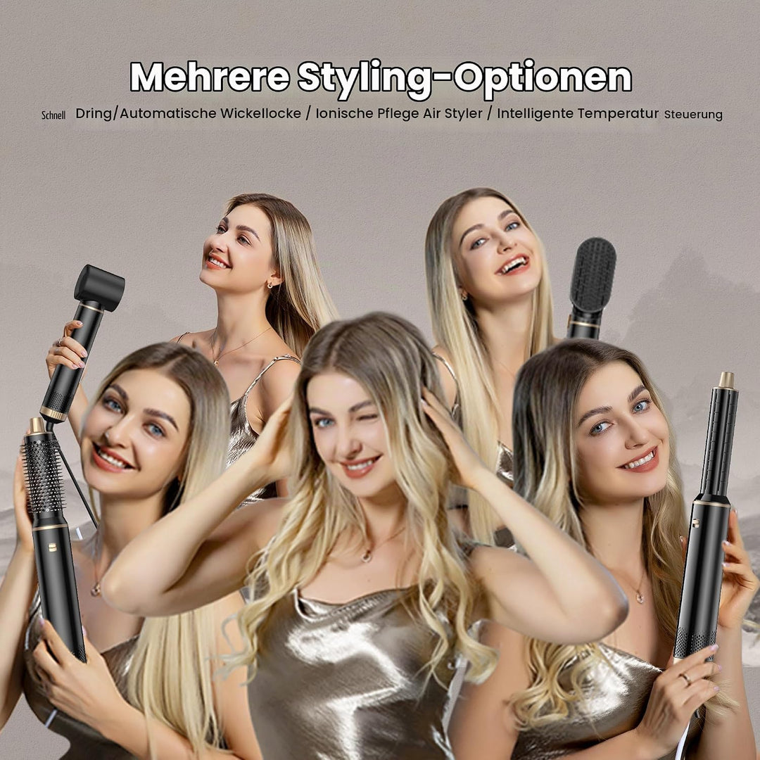 Hair Styler Set 5 in 1 Hairstyler 5 in 1 mit Rundbürstenföhn, Warmluftbürste, Föhnbürste, Haartrockn