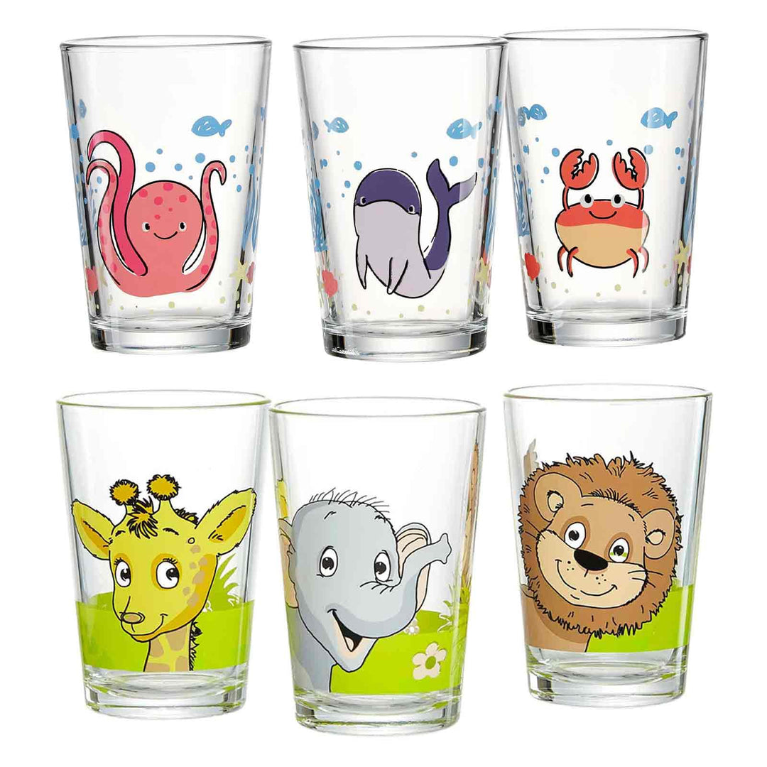 Ritzenhoff &amp; Breker Kindergläser Unterwasserwelt &amp; Waldtiere, 6er Set, 205 ml, Bedruckte Kinderbeche