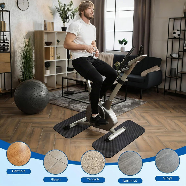Bodenschutzmatte für Sportgeräte 2 Stück, Anti Rutsch Unterlage für Heimtrainer Fitnessgeräte, PVC L