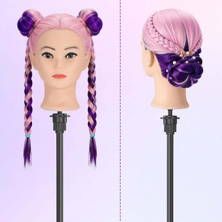 TwoWin Friseurkopf Echthaar mit Ohrlöchern, 71 cm (28 Zoll) 100% Synthetischer Mannequin Frisierkopf