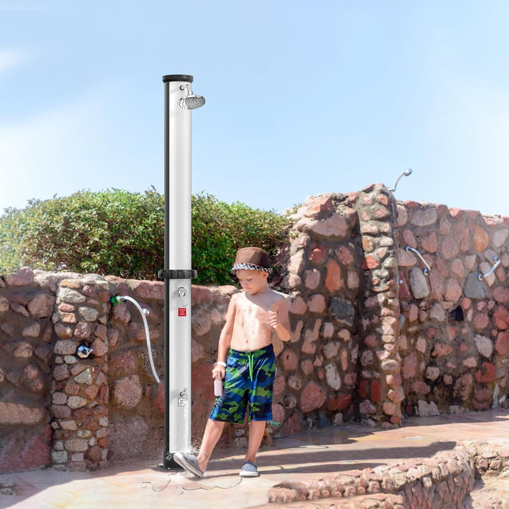 XMTECH Solardusche 40L, Solar Gartendusche, Pooldusche & Aussendusche, mit Fussdusche, 360° Regendus