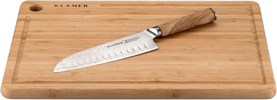 KLAMER Premium Santoku Damastmesser echter japanischer Stahl 18 cm Kochmesser Premium Damastmesser O