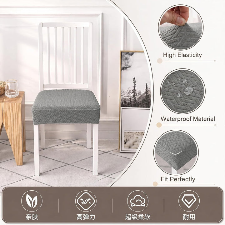 KELUINA Diamantgitter Jacquard wasserdichte Stuhl Sitzbezüge für Esszimmer Stretch Stuhl Sitzkissen