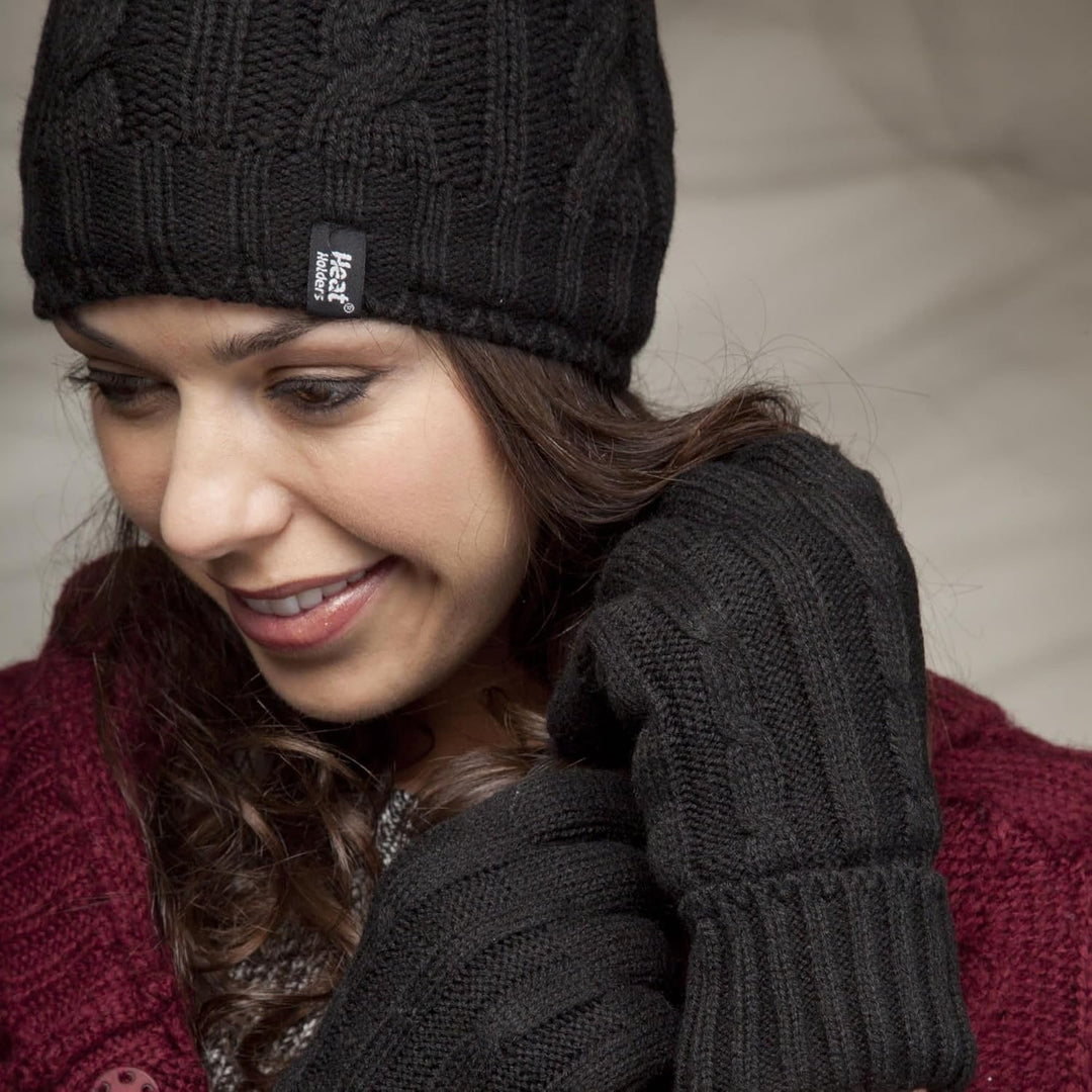 HEAT HOLDERS - Damen Extra Warm Winter Handschuhe | Strick Handschuhe mit Innen Flauschig Fleece Gef