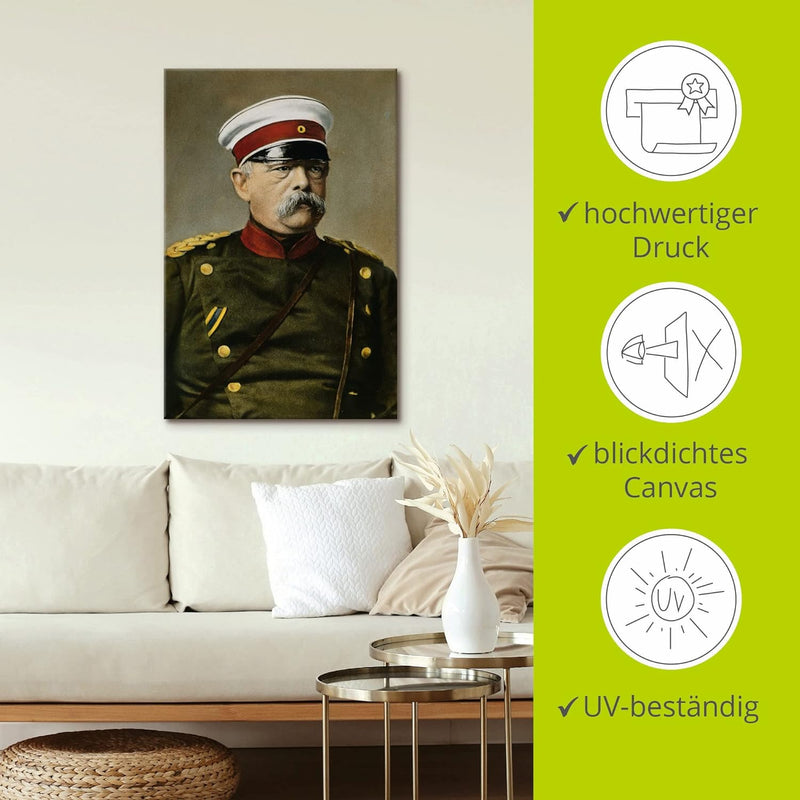 ARTland Leinwandbilder Wandbild Bild auf Leinwand 40x60 cm Wanddeko Otto von Bismarck Porträt Antik