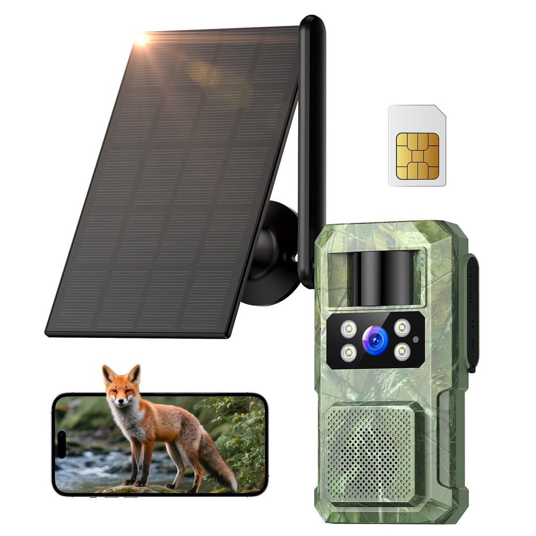 4G LTE Wildkamera Aussen Solar: 2.7K HD Überwachungskamera 8000mah Akku - Farbe Nachtsicht Kamera mi