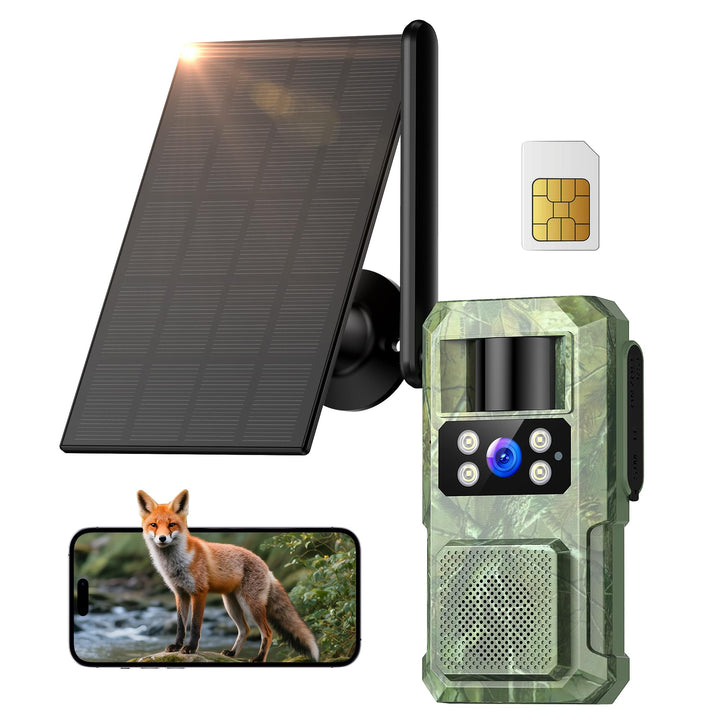 4G LTE Wildkamera Aussen Solar: 2.7K HD Überwachungskamera 8000mah Akku - Farbe Nachtsicht Kamera mi