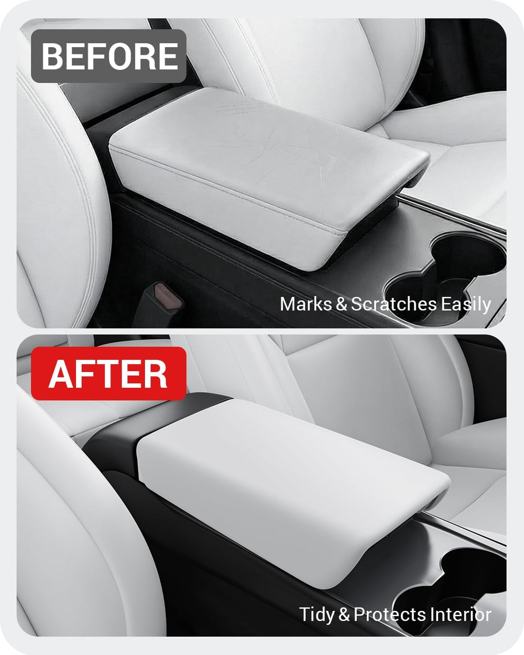 BASENOR Tesla Model 3 Model Y Mittelkonsole Abdeckung TPE Armlehnenabdeckung rutschfeste Schutzabdec