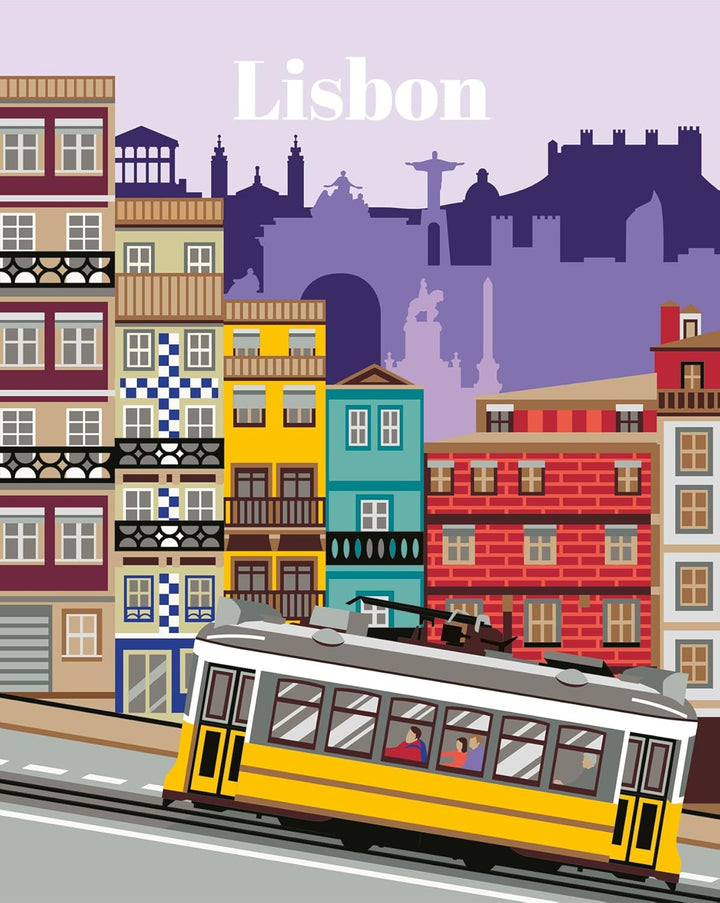 Ravensburger CreArt 25522 - Farbenfrohes Lissabon - Malen nach Zahlen Erwachsene, DIY Malset mit Pin