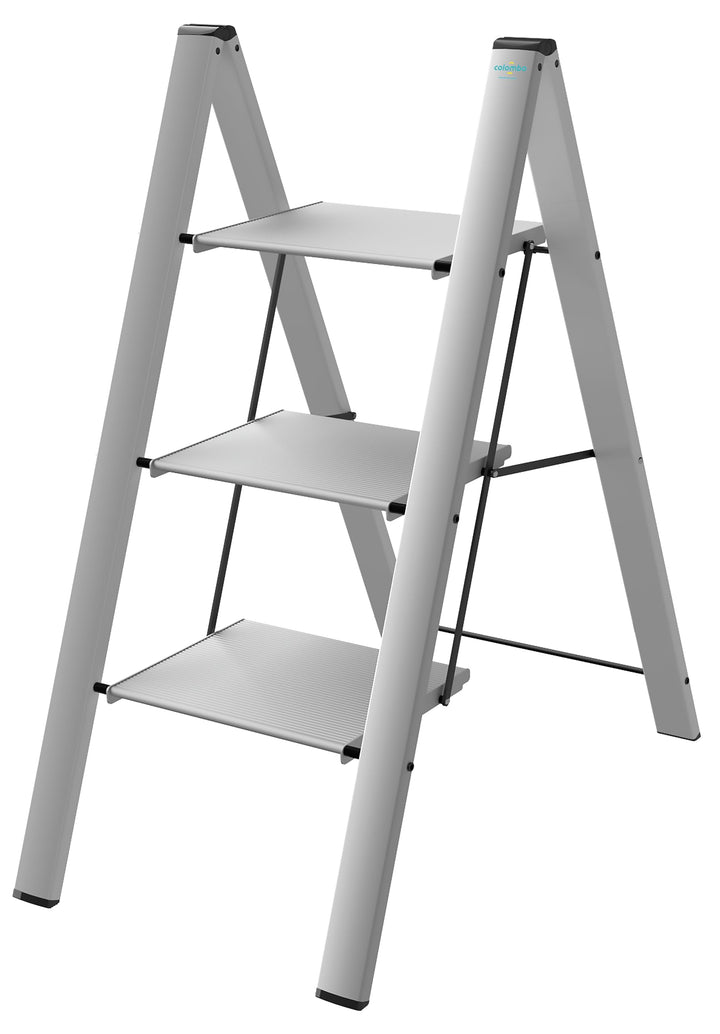 Anodized Aluminium Steps Stool Leonardo 3 Silver