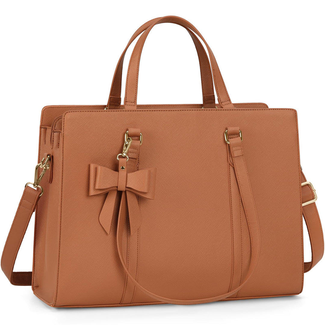 NEWHEY Handtasche Damen Shopper Damen Grosse Braun Tasche Damen Laptoptasche 15.6 Zoll PU Leder Umhä