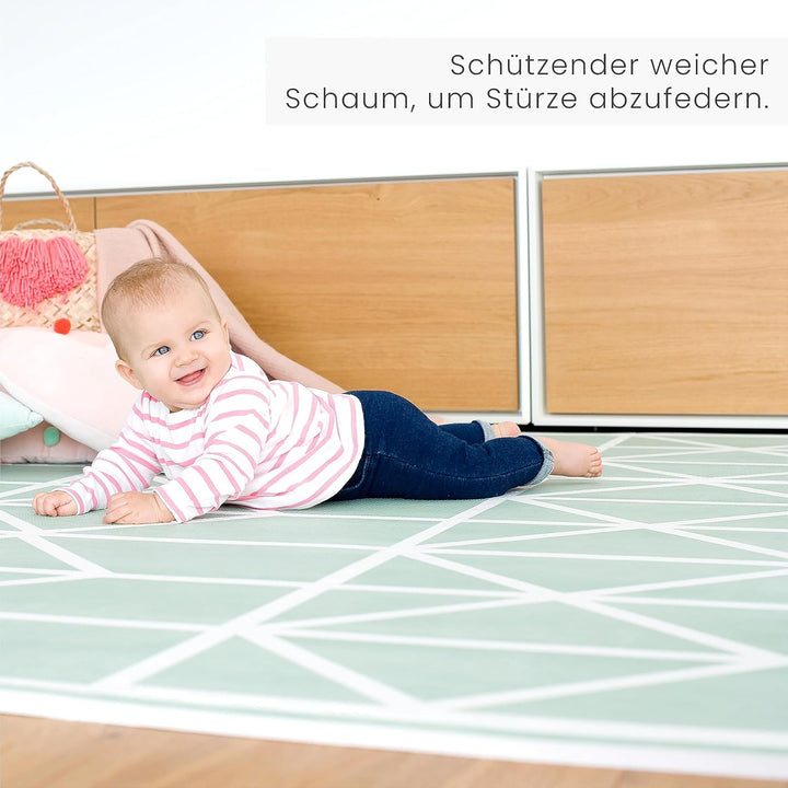 Krabbelmatte von Toddlekind |Spielmatte in Premium Qualität Extra Dicke, Abwischbare Puzzlematte Grü