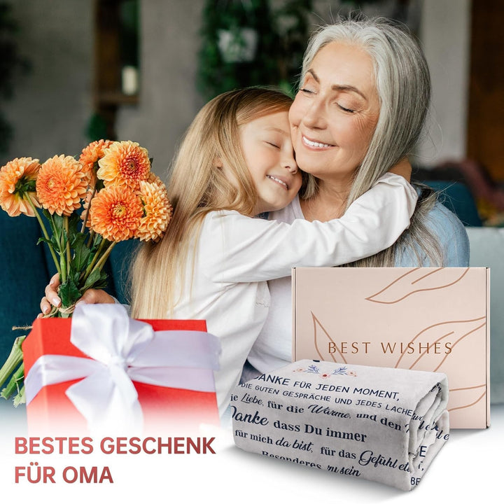 Oma Geschenk Zum Geburtstag, Personalisierte Superweiche Omas Decke aus Flanell, Geburtstagsgeschenk