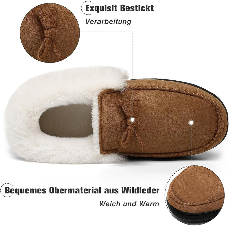 Mishansha Damen Winter Rutschfest Warme Hausschuhe Memory Foam Plüsch Pantoffeln, Gr.36-43 41 EU Bra