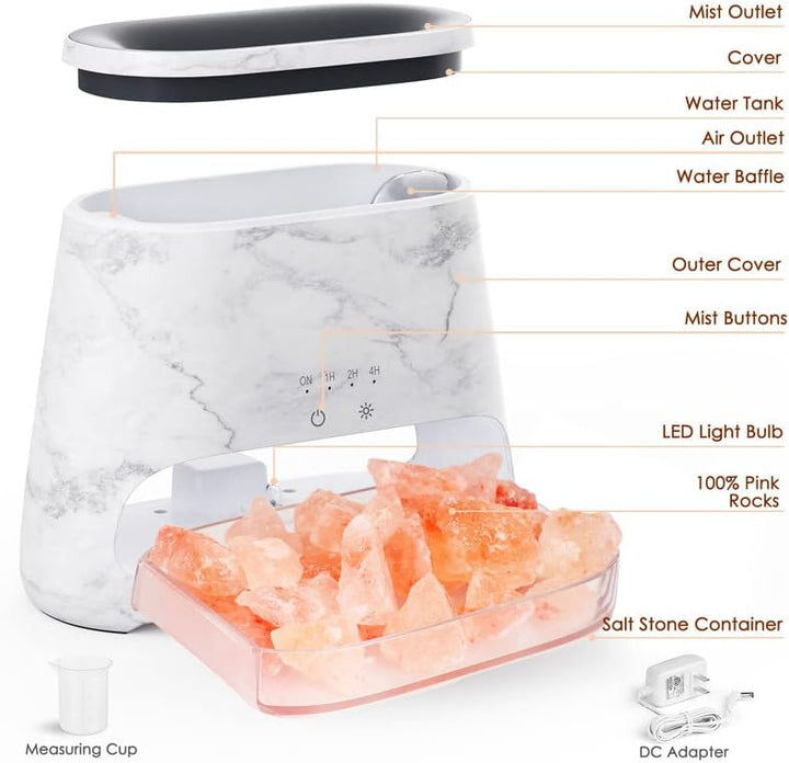 SALKING 2-in-1 Aroma Diffuser & Salt Range Pakistan Leuchte, Flammeneffekt Diffusor für ätherische Ö
