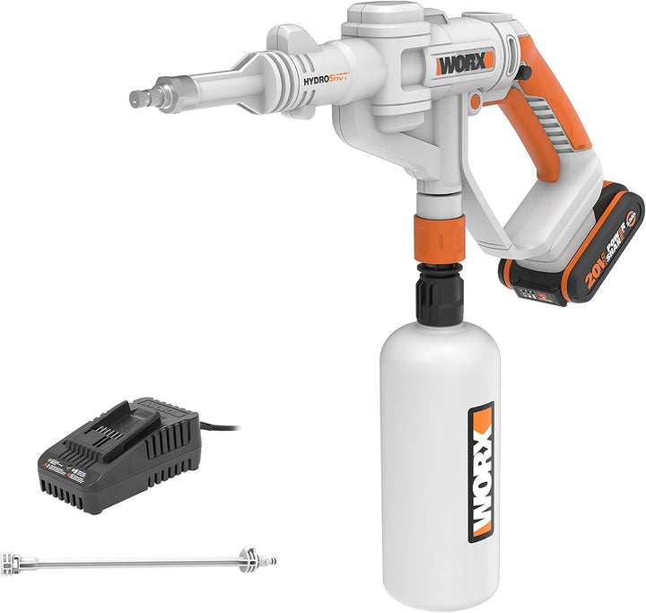 WORX WP650E Hydroshot Akku Drucksprühgerät 20V mit feinem Sprühnebel und 1L Flaschentank – inkl. 2Ah