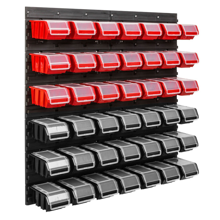 SimpleThing Lagersystem Werkstattregal | 78 x 78 cm | 42 stck. Box | Wandregal mit Stapelboxen - Wan