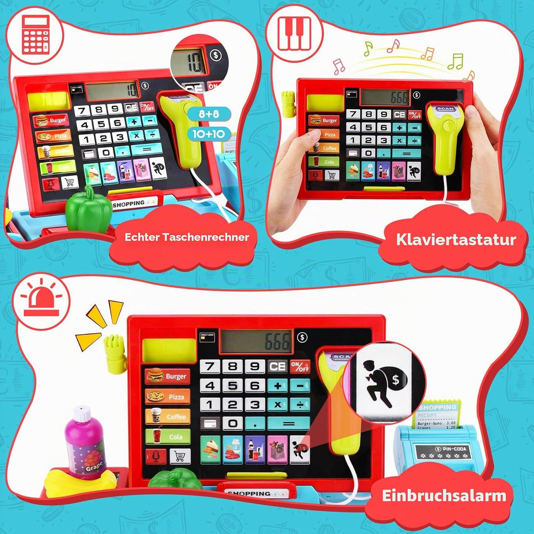 Elektronische Kasse Spielzeug für Kinder,Supermarktkasse für Kinder,Kinder Kasse Spielzeug,Spiel Sup