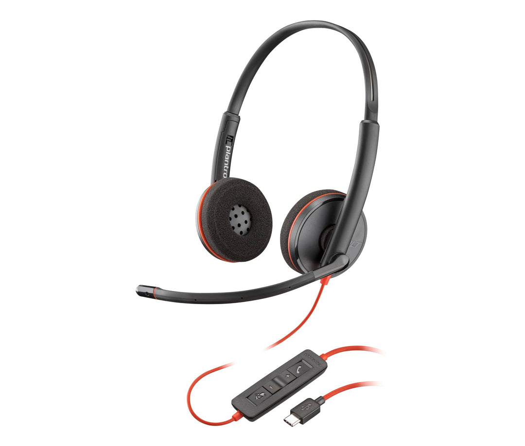 Poly Headset Blackwire C3220 Stereo USB-C/A (Bulk) Schwarz 0, Schwarz 0
