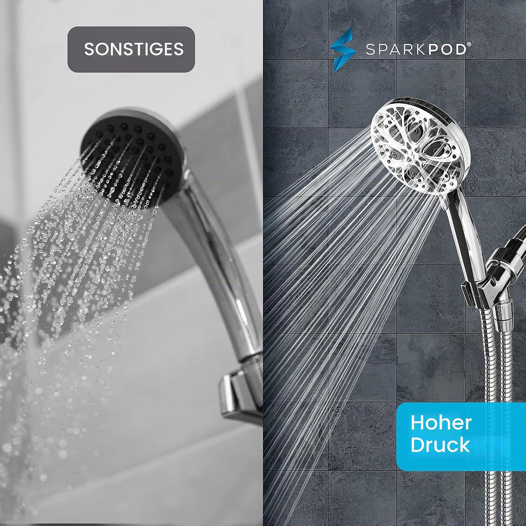 Sparkpod 10-Setting High Pressure Shower Head - Luxury 5" High Flow Hand Held Shower Head with High