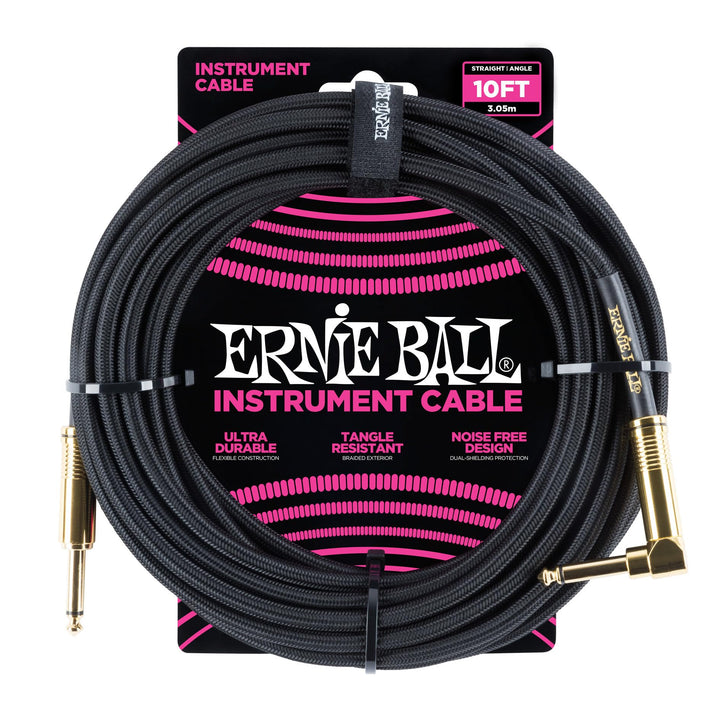 Ernie Ball Instrumentenkabel geflochten, gerade/gewinkelt, 3 m, Schwarz Neon-Pink 3,05 m Gerade/Gewi