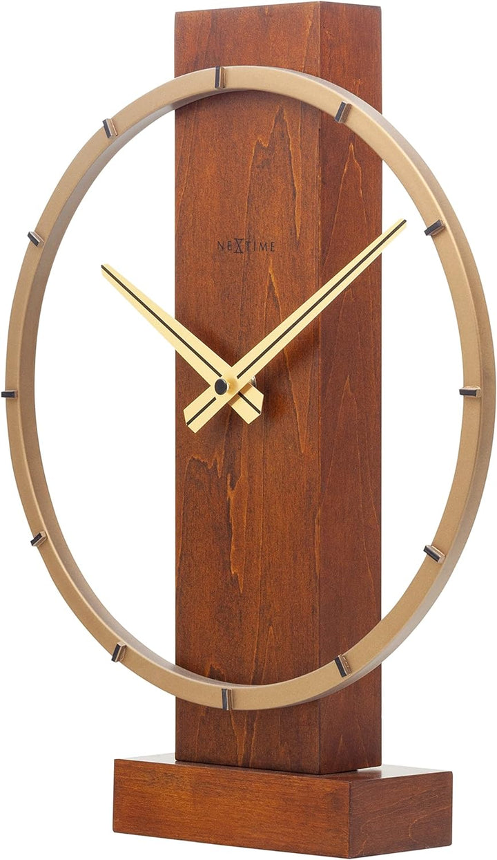 Carl Table / Wall clock - 34 x 27 cm - Wood/Steel - Brown - 'Carl Small'