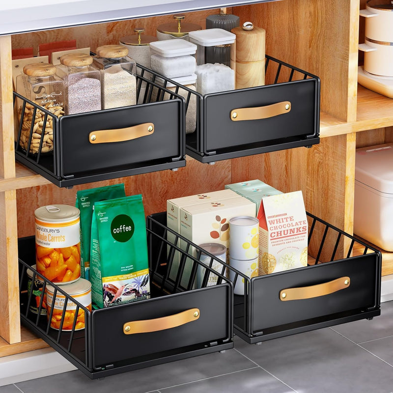 Kitstorack Teleskopschublade, Ausziehbare Schublade für Kabinett Metall Slide Out Organizer mit Grif