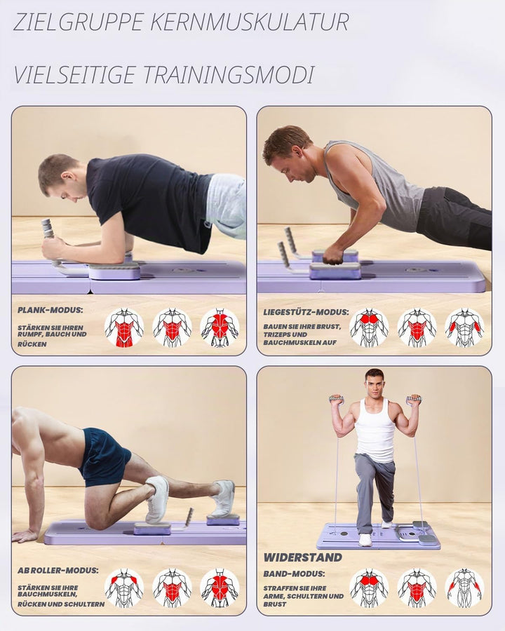 Giabuao Faltbares Multifunktions-Pilates- und Bauchmuskeltrainingsgerät mit Bauch-Roller,Pilates Boa