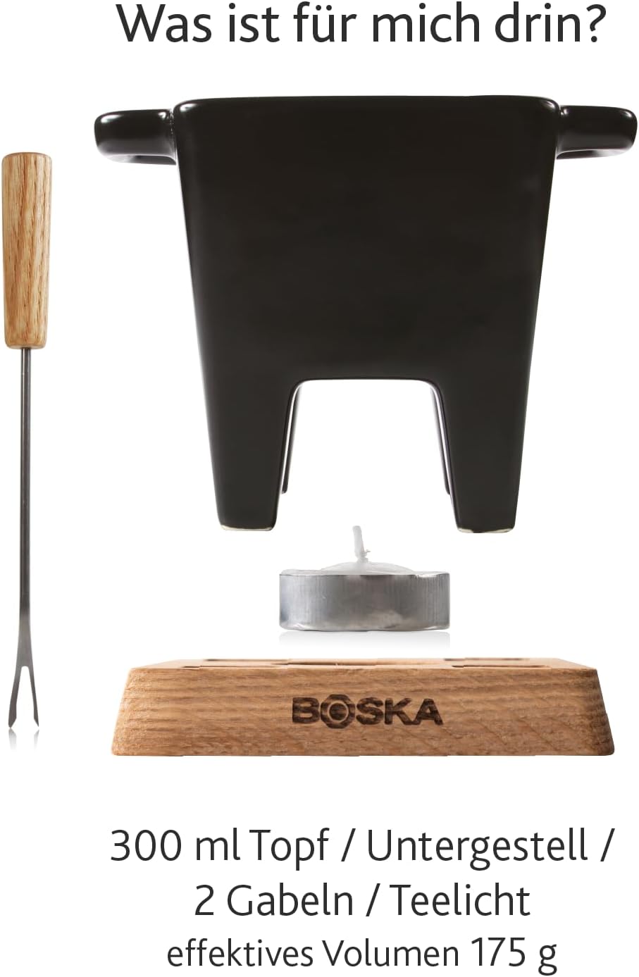 Boska Tapas Fondue Nero, für 200ml Fonduekäse, 5-teilig, 145x100x120 mm A 1 - Pack