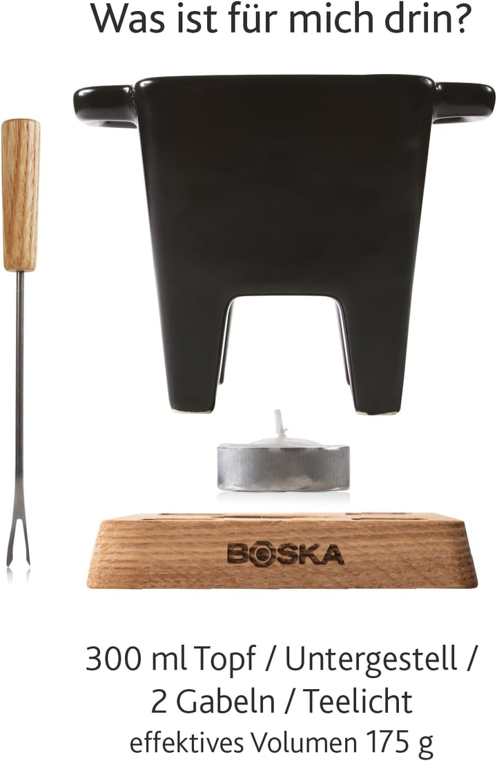Boska Tapas Fondue Nero, für 200ml Fonduekäse, 5-teilig, 145x100x120 mm A 1 - Pack