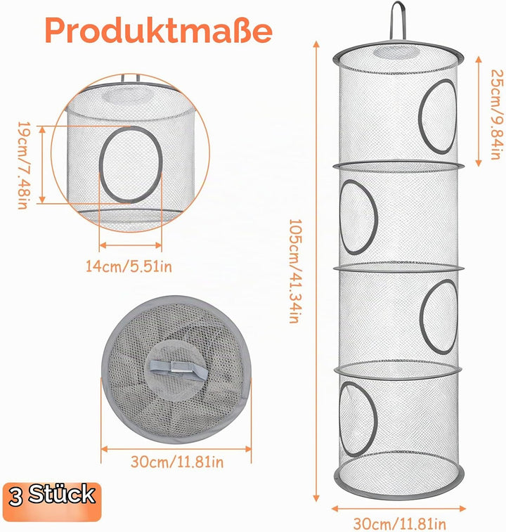 3pcs Faltbare Hängeaufbewahrung Organizer 4 Stufe Hängende Netz Aufbewahrung Kuscheltier Hängender S