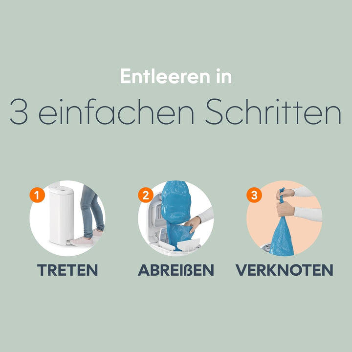 Diaper Genie Platinum Edelstahl Windeleimer mit Fusspedal, neuartiges System mit abreissbaren Beutel