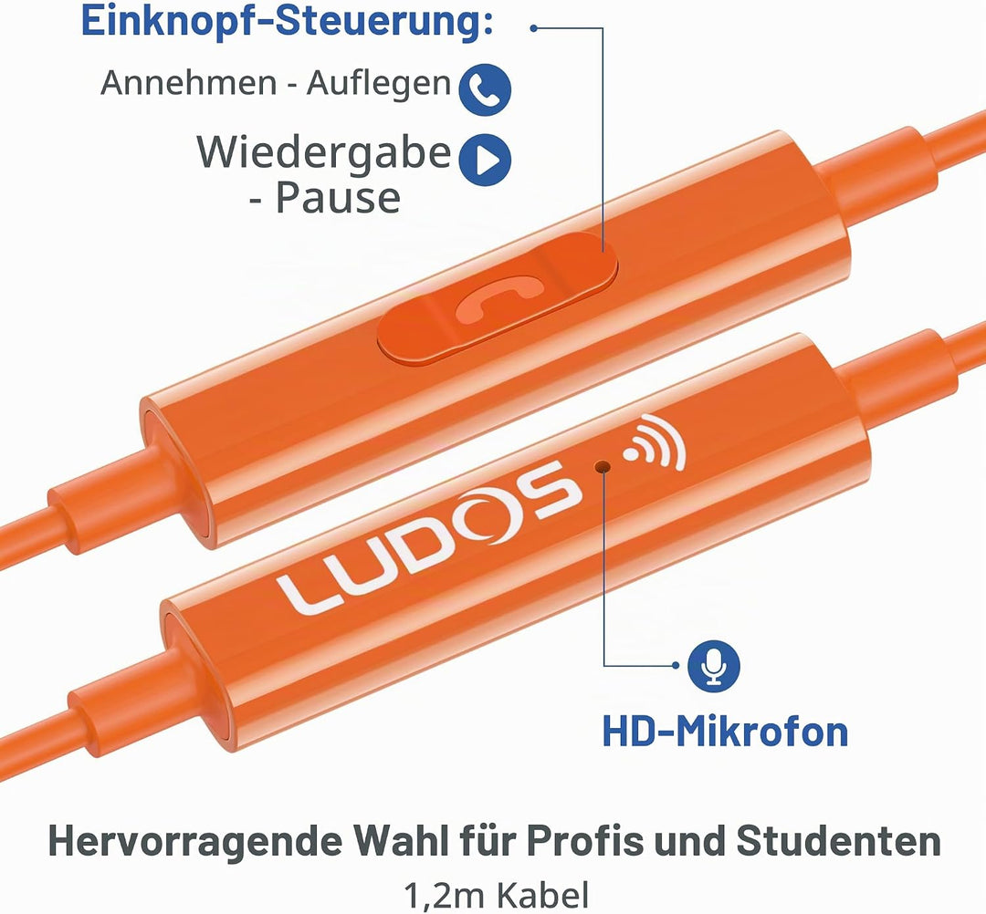 LUDOS OMNITONE USB C Kopfhörer, 5 Jahre Garantie für iPhone 16 15 Pro Max Plus Samsung Galaxy S24 S2