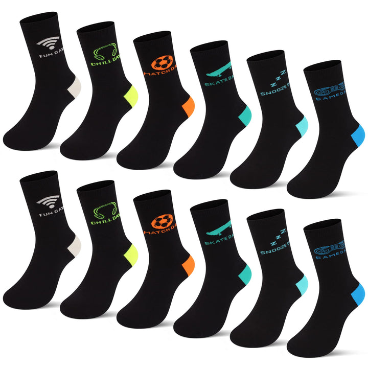 L&amp;K-II 12 Paar Pack Jungen Kindersocken Teenager Stümpfe Frühling und Sommer Socken mit niedlichen M
