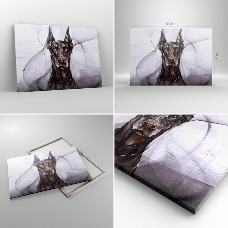 Bilder auf Leinwand 100x70cm Leinwandbild mit Rahmen Hund Abstraktion Gross Wanddeko Bild Schlafzimm