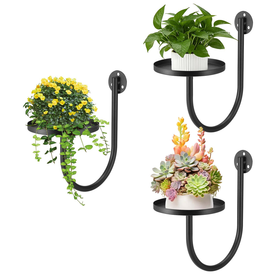 3 Stück Blumenständer Wandmontage, Metall Pflanzenregal Wand, Hängende Pflanzenhalter Blumentopfhalt