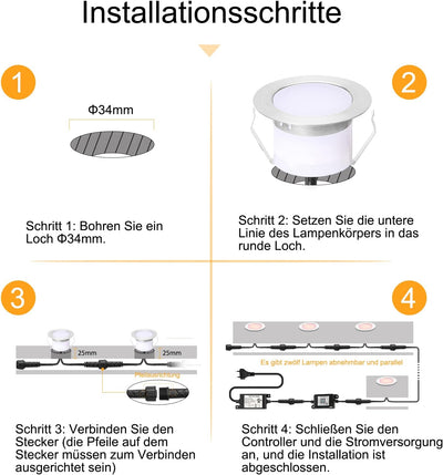 SUBOSI Dimmbar LED Bodeneinbauleuchten Arbeitet mit Alexa,IFTTT,Wifi Wireless Smart Phone Ø45mm IP67