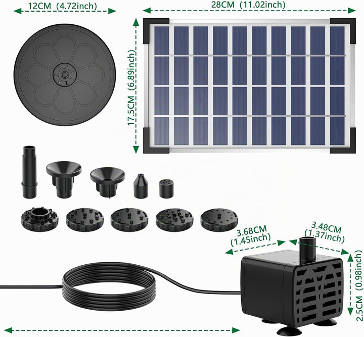 AISITIN 5.5W DIY Solar Springbrunnen, Neuestes Upgrade Solar Teichpumpe Solarbrunnen mit 10 Fontänen