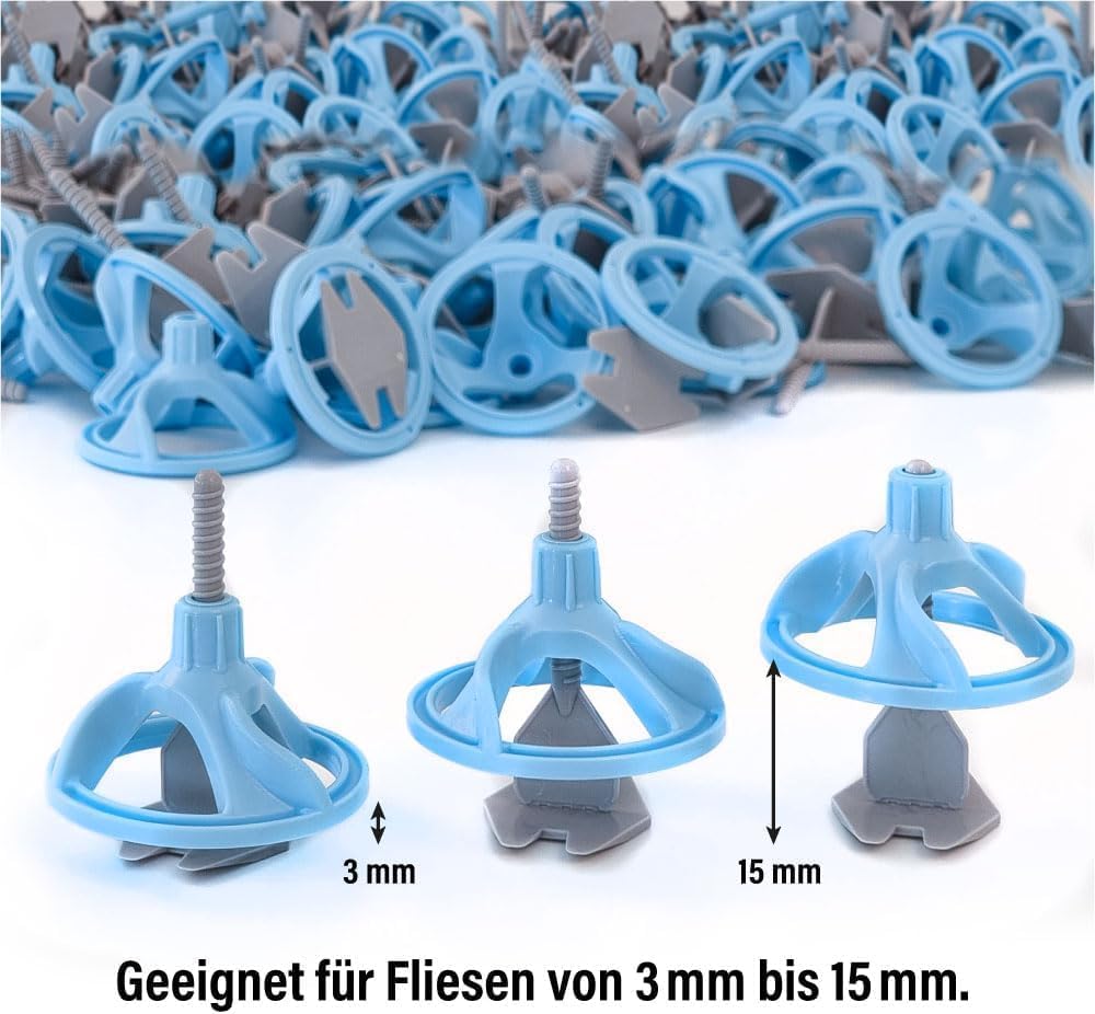 Nivelliersystem24® Fliesen Nivelliersystem 2mm | 50 Eimer | 7500 Basis Laschen + 2500 Zughauben | Fü