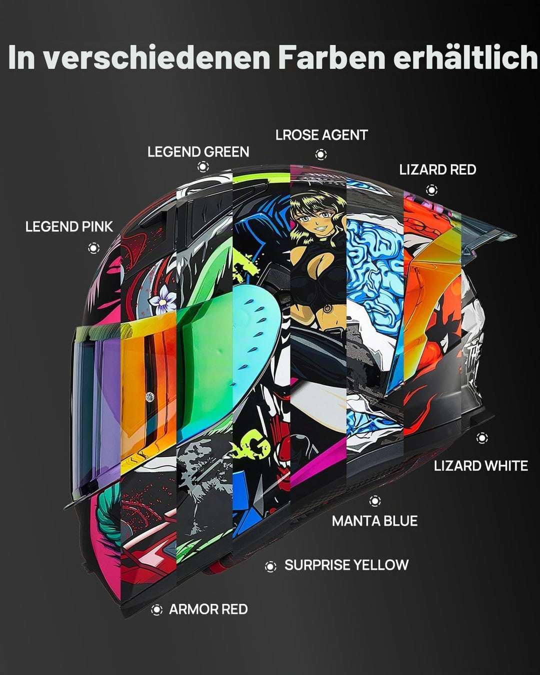 ILM Motorradhelm Integralhelm Herren Damen-Motorcycle Helmet mit 2 Visieren Pinlock-kompatiblen klar