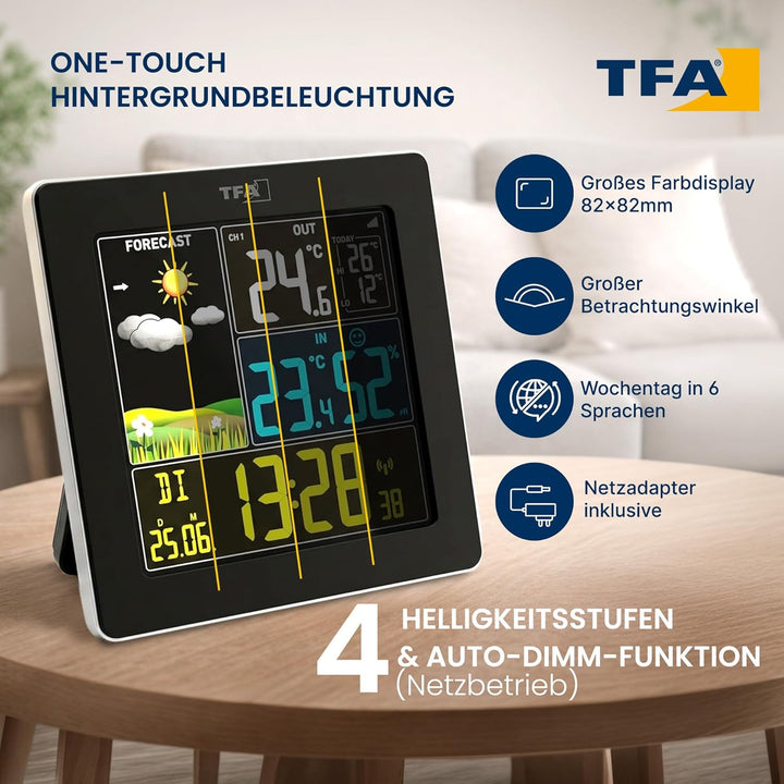 TFA Dostmann Wetterstation Funk mit Aussensensor SUN2 digital, 35.1174, für Innen und Aussentemperat